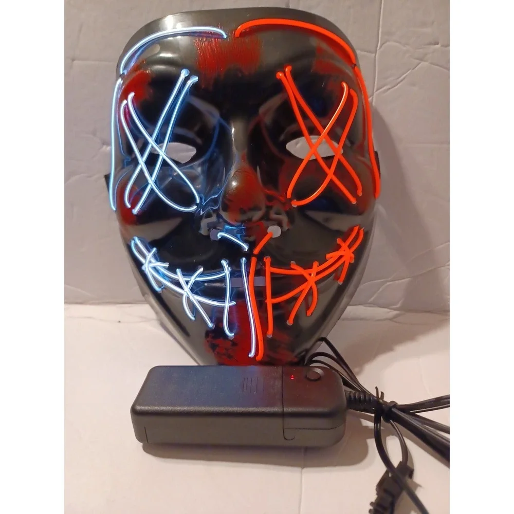 Halloween Light Up Mask Stitched LED Purge Costume Mask 3 Light Modes